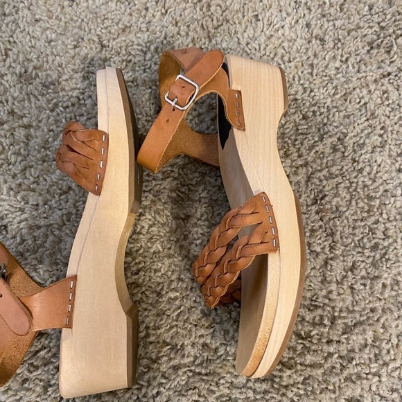 Swedish Hasbeens Women’s Tanja Debutant Clog Sandals Leather Tan Size 38 - Picture 8 of 11